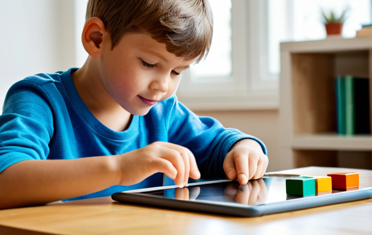 Technology and Childhood**

"A child sitting at a desk, fully clothed in casual wear, using a tablet, but with building blocks and books visible in the background, suggesting a balance between technology and traditional play, in a brightly lit playroom, safe for work, appropriate content, family-friendly, professional, perfect anatomy, natural proportions, well-formed hands, proper finger count."

**