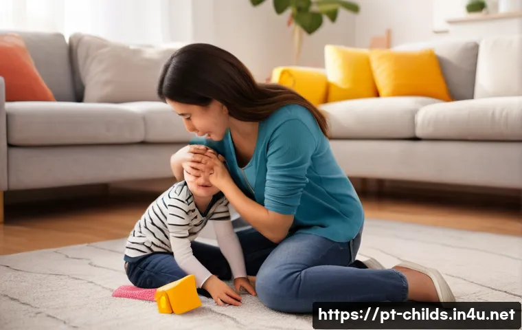 아동심리상담사 실무 사례 분석 - **Prompt:** A heartwarming scene of a caring parent comforting their young child, approximately 3-4 ...