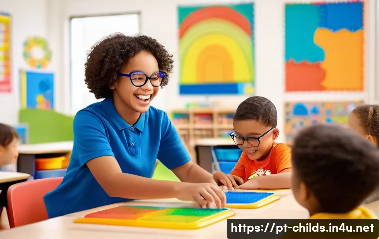 아동심리상담과 ADHD 치료 사례 - A diverse group of elementary school children in a bright, colorful classroom setting, actively enga...