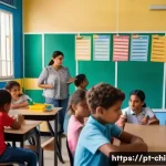 Home 22 아동심리상담사와 학교 연계 프로그램 - A diverse classroom scene in a Brazilian public school, showing a warm and inclusive environment whe...