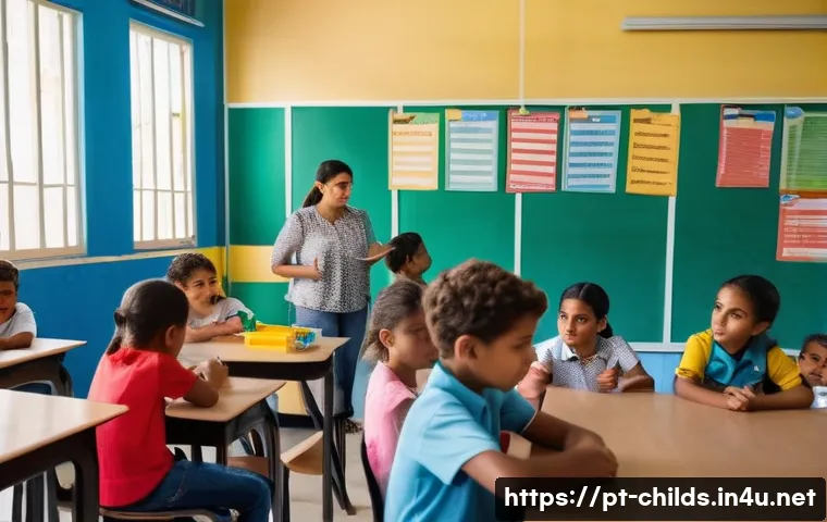 아동심리상담사와 학교 연계 프로그램 - A diverse classroom scene in a Brazilian public school, showing a warm and inclusive environment whe...